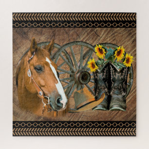 Puzzle Bottes de cowboy occidentales Cheval Chapeau de co