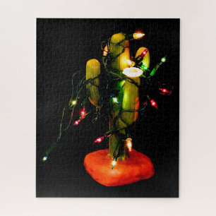 Puzzle Bougie De Cactus Dans Les Lumières De Noël Photo
