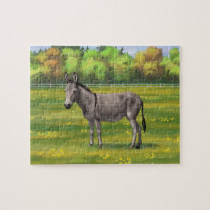 Puzzle Bouillon Gris D'Âne Cute Dans Le Pâturage