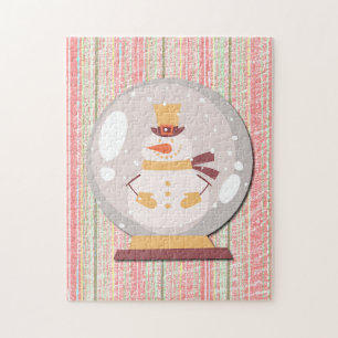 Puzzle Boule à neige rétro avec bonhomme de neige en art