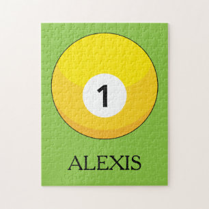 Puzzle Boule Billiard Jaune Numéro Un Personnaliser