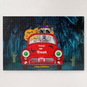Puzzle Bouledogue anglais conduisant une voiture Hallowee
