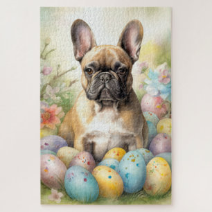 Puzzle Bouledogue français avec œufs de Pâques