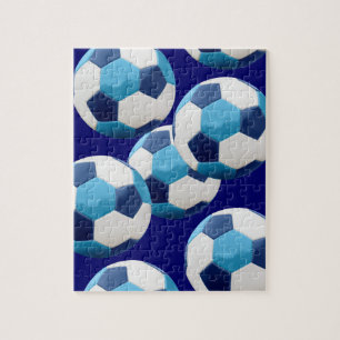 Puzzle Boules de Football Bleu, Design Graphique de Footb