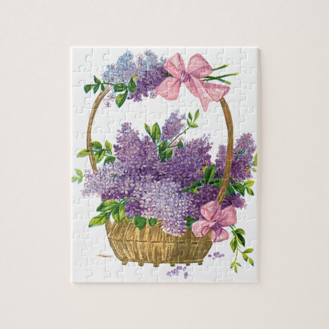 Puzzle Bouquet antique de fleur de lilas pourpres (Vertical)