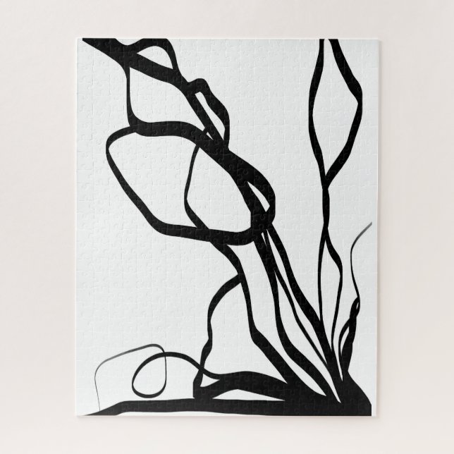 Puzzle Bouquet Blanc : Abstrait blanc & noir (Vertical)