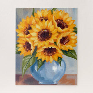 Puzzle Bouquet de fleurs aquarelle vase tournesol