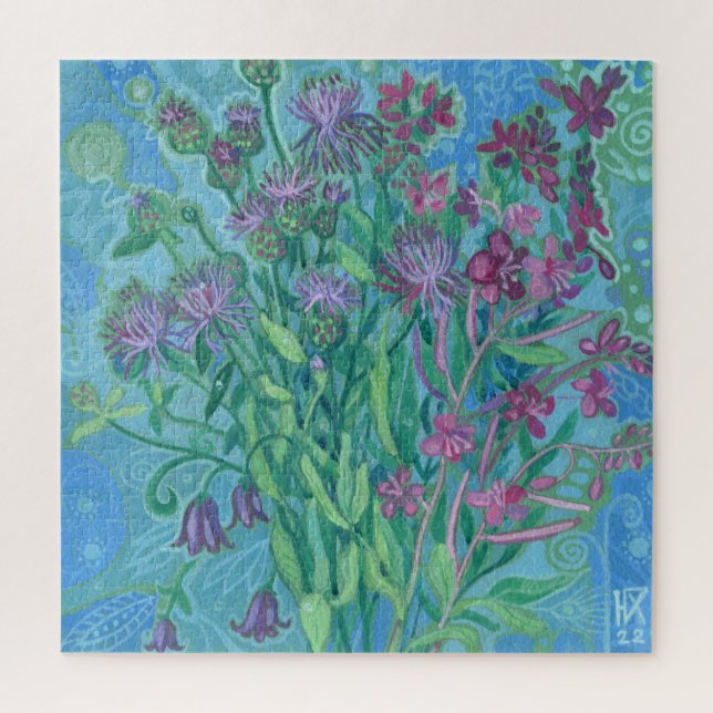 Puzzle Bouquet de fleurs d'été fleur sauvage peinture flo (Vertical)