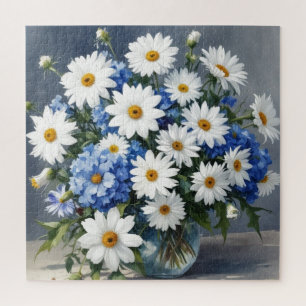 Puzzle Bouquet de fleurs Élégantes marguerites Aquarelle