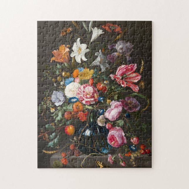 Puzzle Bouquet de fleurs vase en verre peinture médiévale (Vertical)