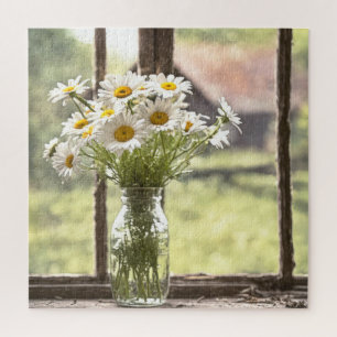 Puzzle Bouquet de marguerite de campagne dans la fenêtre