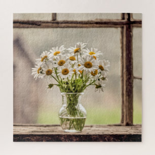 Puzzle Bouquet de marguerites de ferme dans la fenêtre