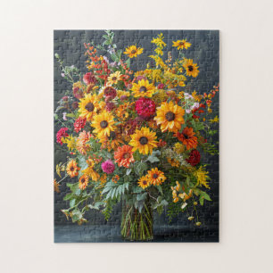 Puzzle Bouquet de Noël festif avec pin et poinsettia