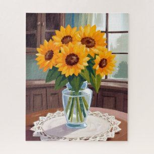 Puzzle Bouquet de tournesols aquarelle florale jaune pein