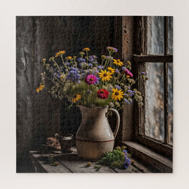 Puzzle Bouquet Fleur sauvage vintage (Vertical)