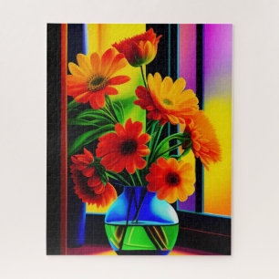 Puzzle Bouquet floral artistique aux couleurs vives