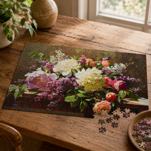 Puzzle Bouquet floral de pivoine et de lilas d'art fin vi