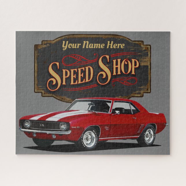 Puzzle Boutique de vitesse rouge personnalisée (Horizontal)