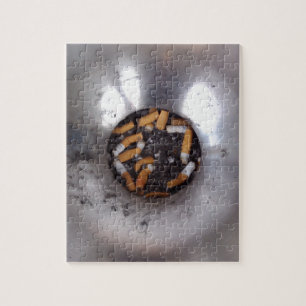 Puzzle Boutons de cigarettes en argent fumeur Ashtray, dr