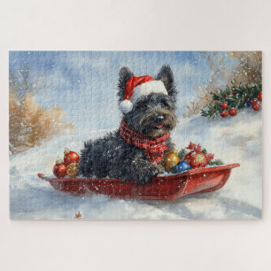 Puzzle Bouviers Des Flandres Chien en Luge Noël