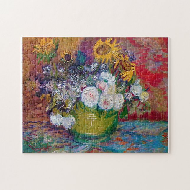 Puzzle Bowl avec fleurs, Van Gogh (Horizontal)