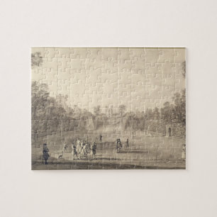 Puzzle Bowling Green chez Claremont, 1738 (gravure)