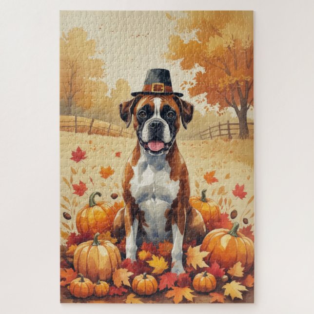 Puzzle Boxe À L'Automne Feuille L'Art Thanksgiving (Vertical)
