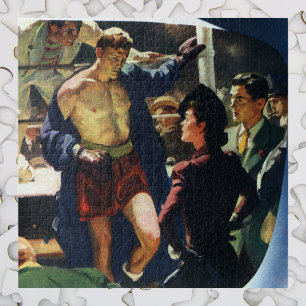 Puzzle Boxe de sports vintages, Boxer quittant la ceintur