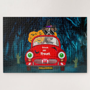 Puzzle Boxer Chien Conduite Voiture Effrayant Halloween