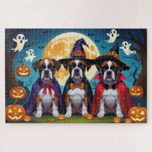 Puzzle Boxer Chiens Citrouille Halloween Funny