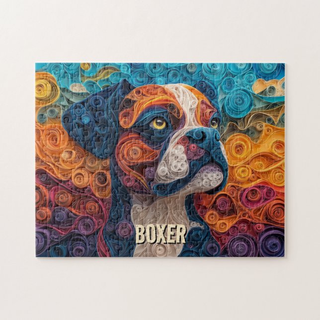 Puzzle Boxer papier Quilling Art Chien Portrait (Horizontal)