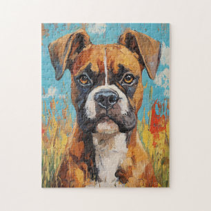 Puzzle Boxer Portrait Chien Peinture à l'huile numérique