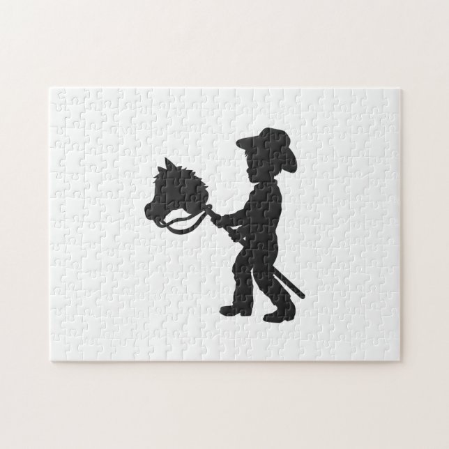 Puzzle Boy Playing Cowboy - Choisissez la couleur arrière (Horizontal)