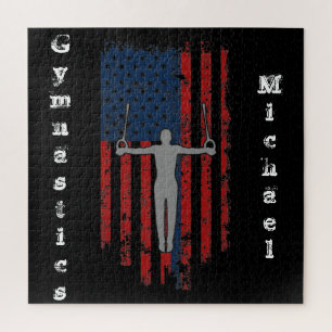 Puzzle Boys Gymnastique Anneaux Distressed Drapeau Améric