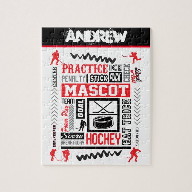 Puzzle Boys Hockey Terminologie Personnalisée (Vertical)
