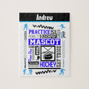 Puzzle Boys Hockey Terminologie Personnalisée Bleu