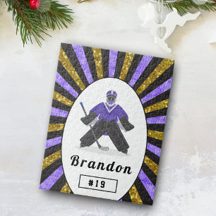 Puzzle Boys Joueur de hockey sur glace Nom et numéro Purp
