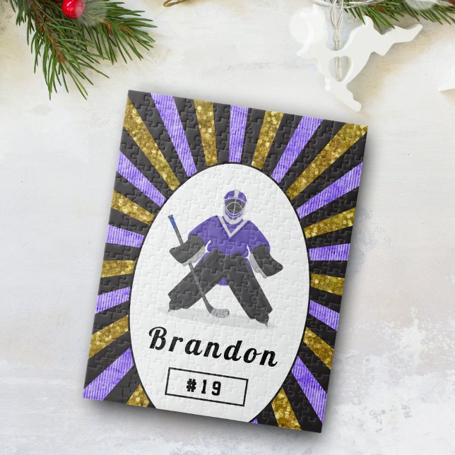Puzzle Boys Joueur de hockey sur glace Nom et numéro Purp (Créateur téléchargé)