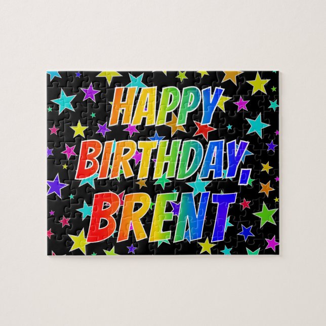 Puzzle "BRENT" Premier nom, "HAPPY BIRTHDAY" (Horizontal)