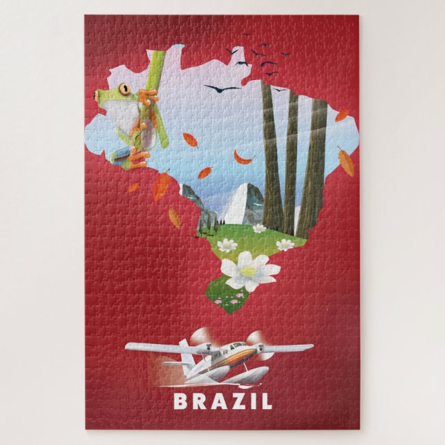 Puzzle Brésil Affiche illustrée de voyage. (Vertical)