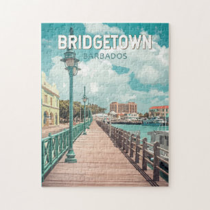 Puzzle Bridgetown Barbade Illustration Voyage Art Retro
