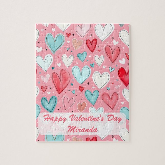 Puzzle Bright Happy Valentine's Day Custom Heart Rainbow (Vertical)