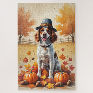 Puzzle Brittany Spaniel En Automne Laisse L'Art Thanksgiv