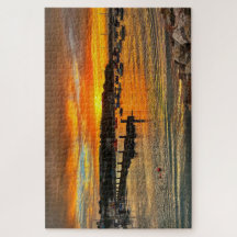Brixham Twilight: Fiery Sunset & Rocky Coast
