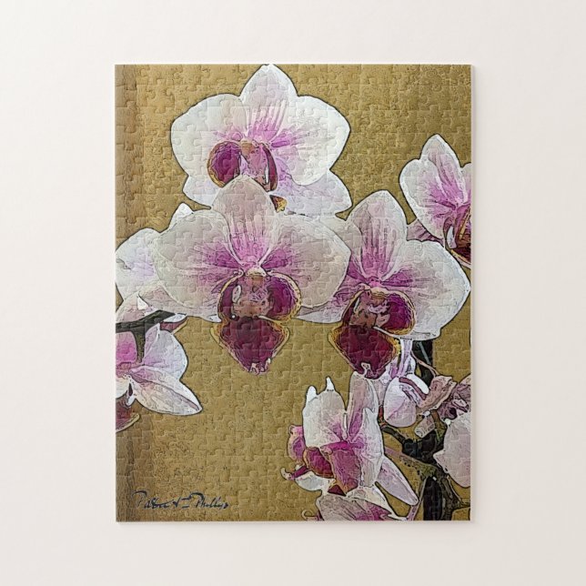 Puzzle Brosse sèche violet et blanc orchidée (Vertical)