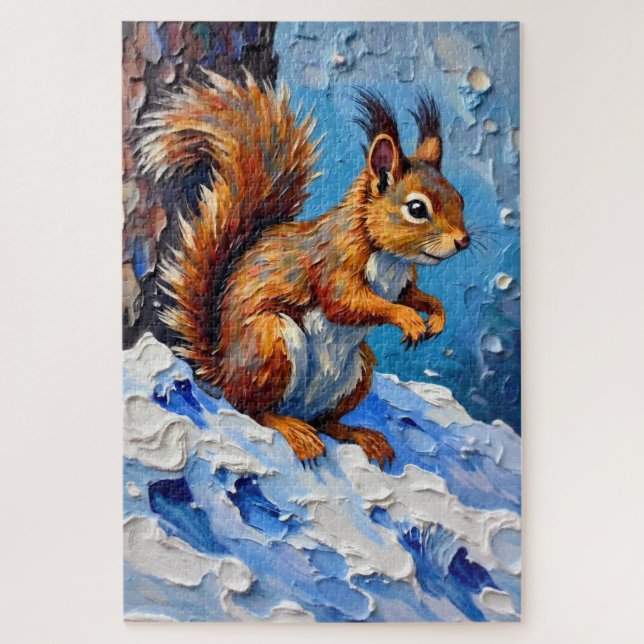 Puzzle Brown Squirrel in the Snow (Vertical)