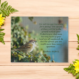 Puzzle Bruant avec verset biblique de Matthieu 10:29-31