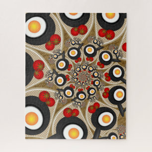 Puzzle Brunch Fractal Art Drôle Nourriture, Tomates, Oeuf