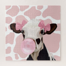 Puzzle Bubblegum rose fille soufflant vache