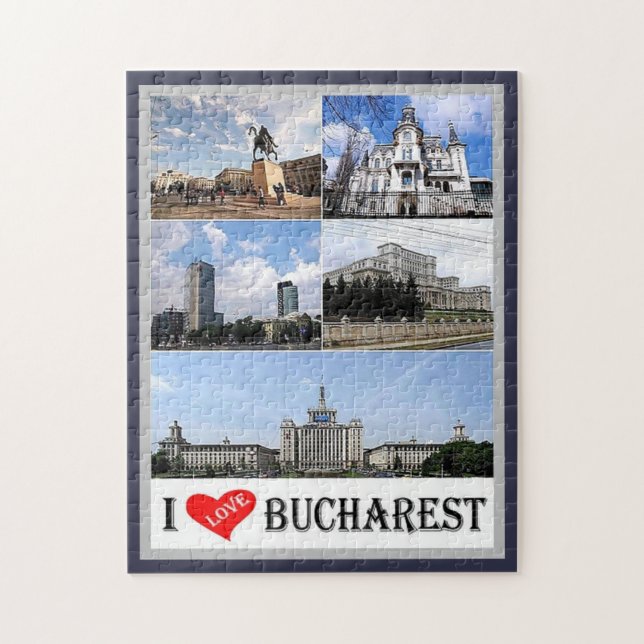Puzzle Bucarest - I Love - Roumanie - (Vertical)